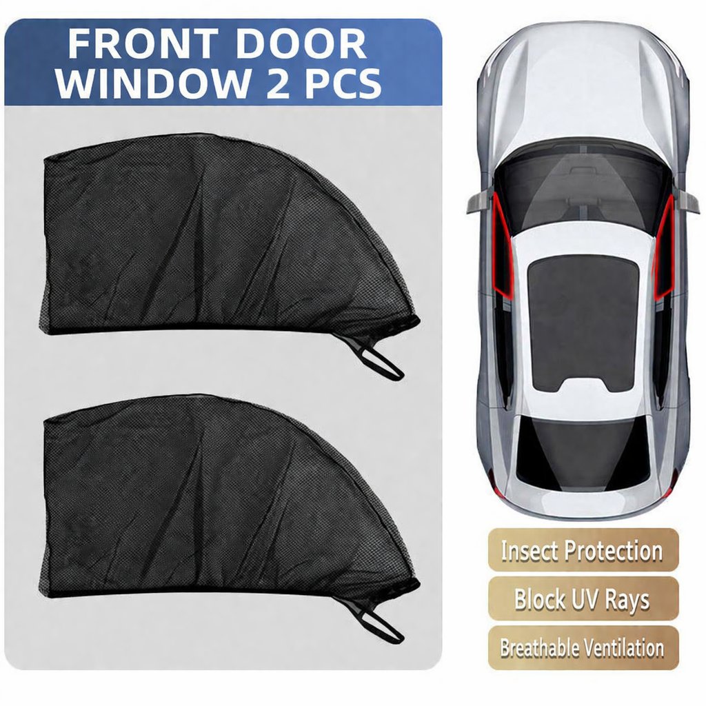 Car Window Sunshade with Mosquito Net Protection