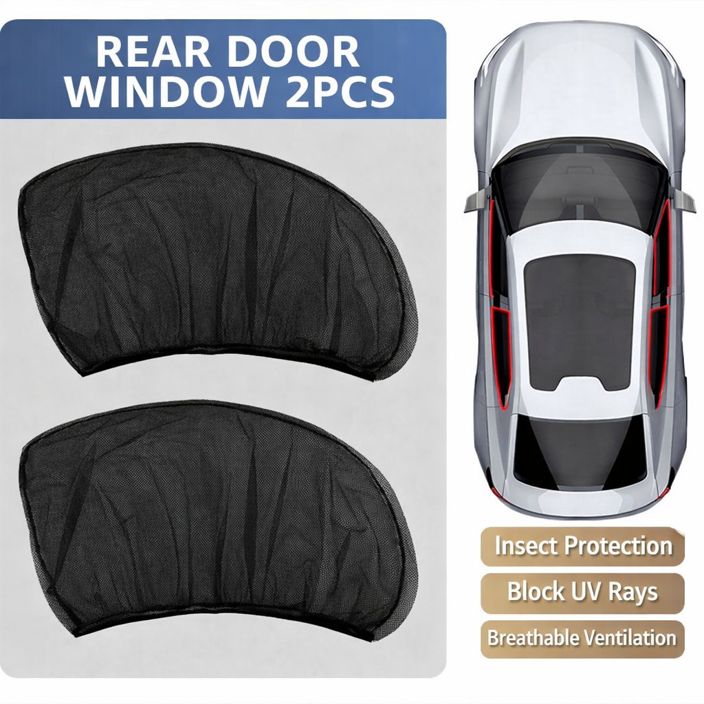 Car Window Sunshade with Mosquito Net Protection