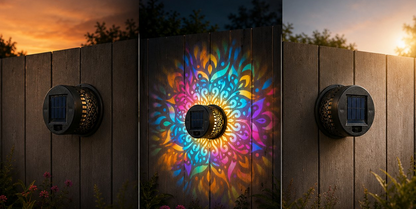 65K+ SOLD!✨Solar Mandala Wall Light | Outdoor Garden Fence Projector Lamp 🪐🌌