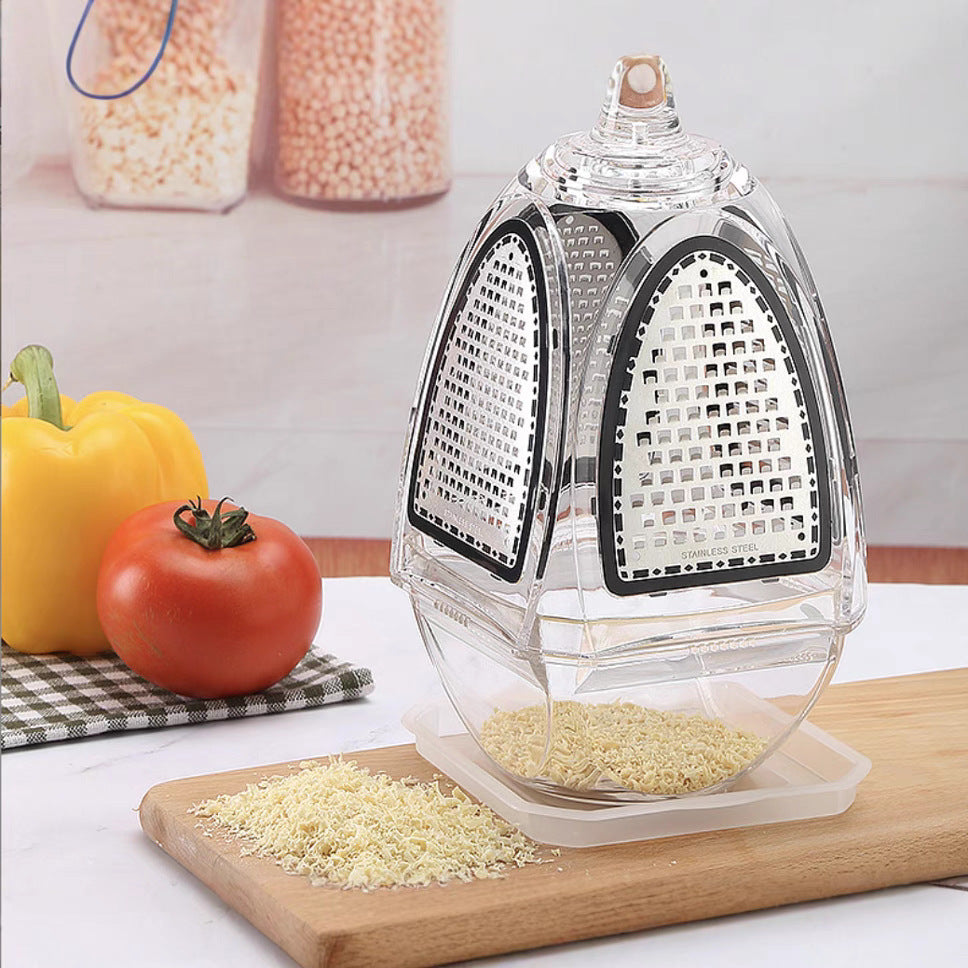 Transparent Acrylic Kitchen Grater with Stainless Steel Blades & Built-In Collection Container