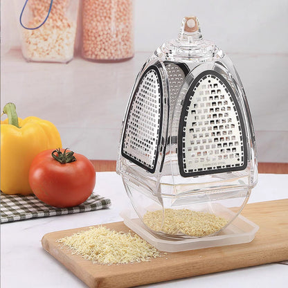 Transparent Acrylic Kitchen Grater with Stainless Steel Blades & Built-In Collection Container