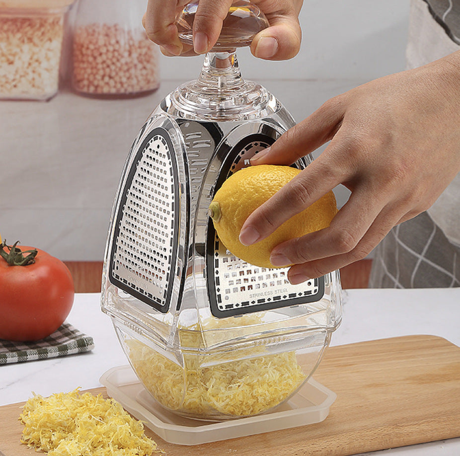 Transparent Acrylic Kitchen Grater with Stainless Steel Blades & Built-In Collection Container